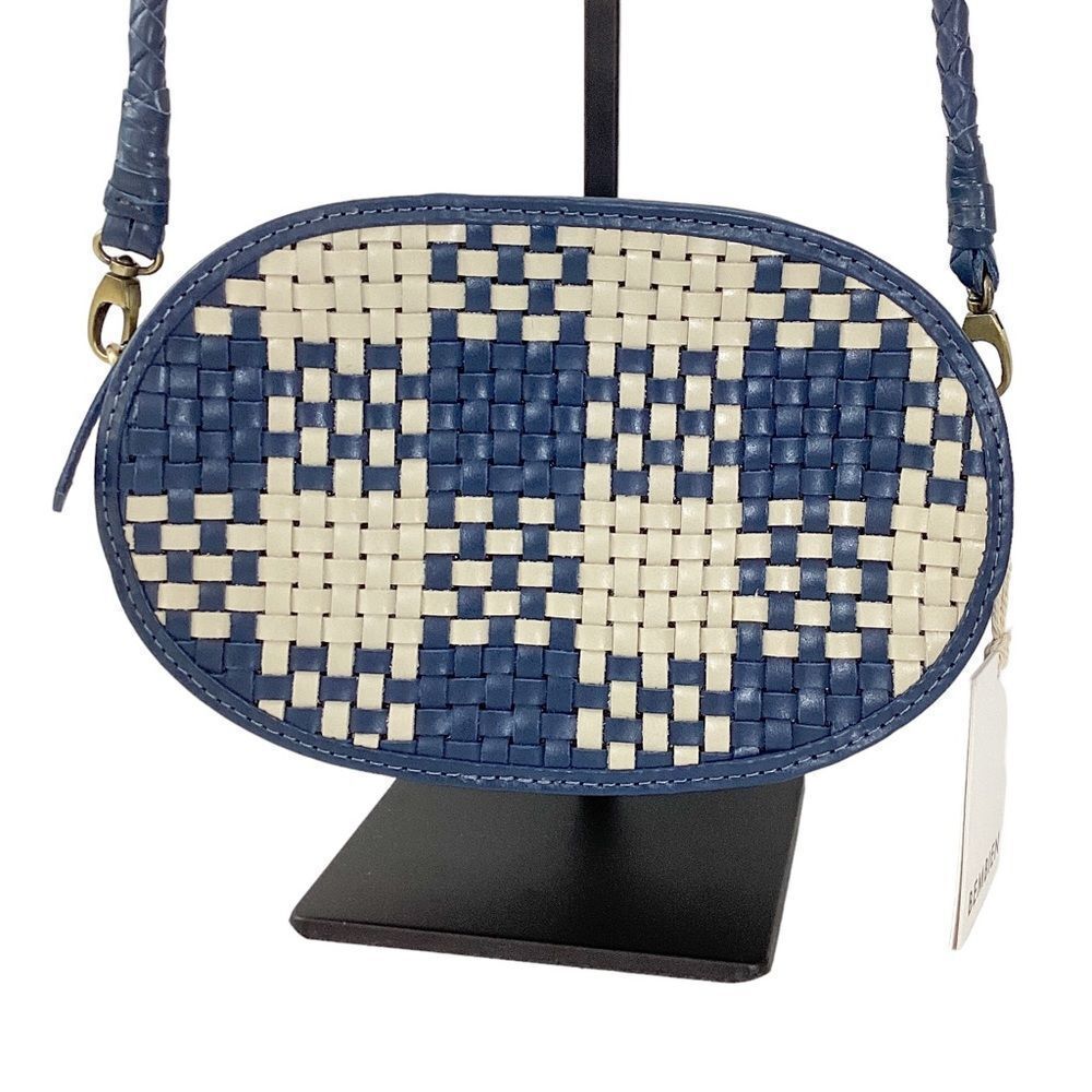 Bembien Ovale Woven Leather Crossbody Blue Check Nwt Artisan Bag — image 2 of 8